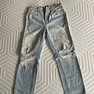 Urban Outfitters BDG, slim straight leg distressed blue denim pant, Size 28
